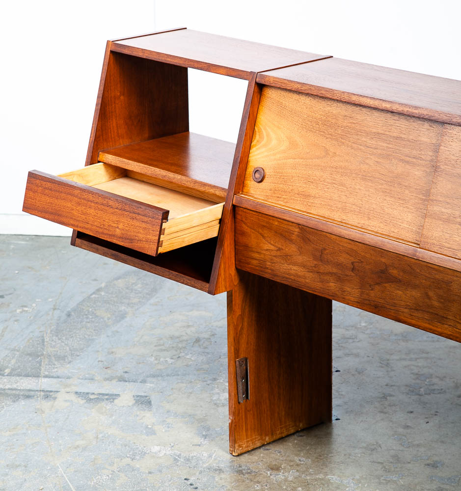 Mid Century Modern Headboard Bed Full Floating Nightstand Milo Baughman Glenn - Image 11