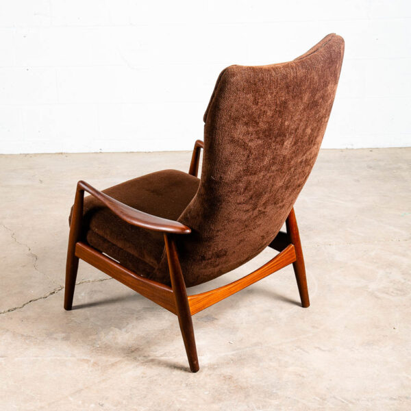 Mid Century Danish Modern Lounge Chair Madsen Schubell Teak Recliner Brown Arm - Image 7