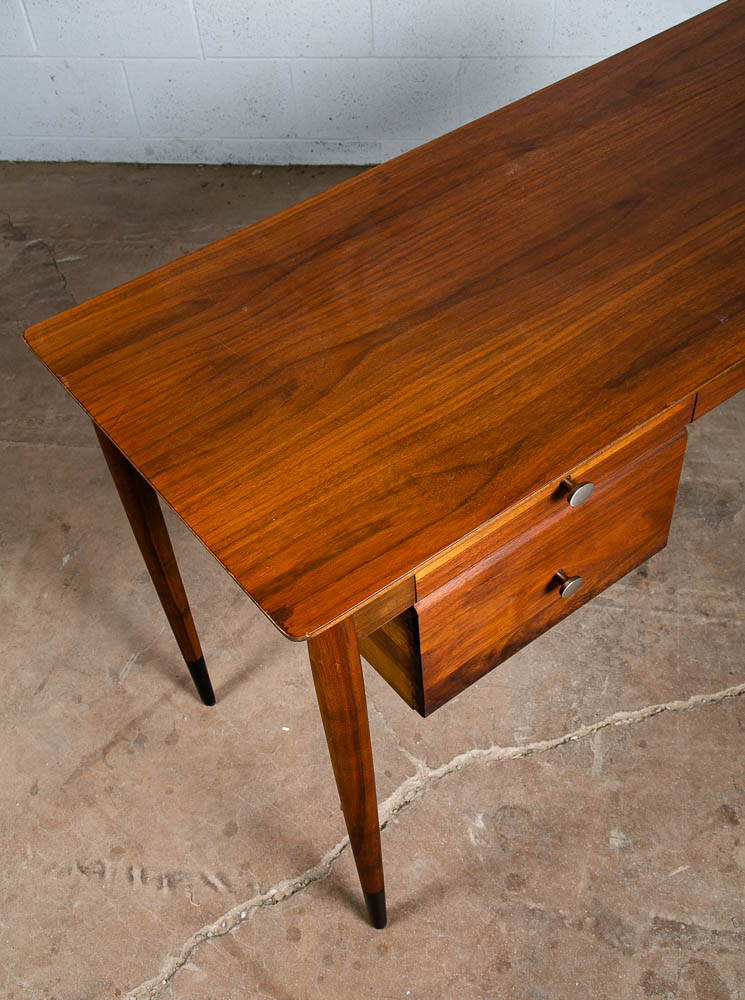 Mid Century Modern Desk Solid Walnut Executive Office Ace Hi 3 Drawer Floating - Image 10