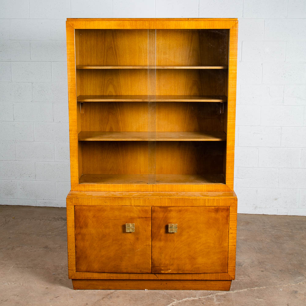 Mid Century Modern China Cabinet Hutch Rway Brass Display Vintage Glass Drawers - Image 2
