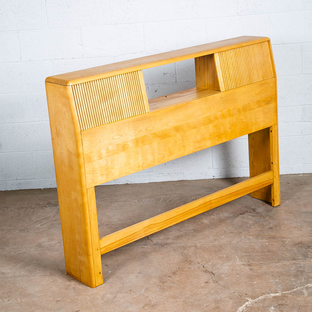 Mid Century Modern Headboard Bed Frame Full Heywood Wakefield Blonde Tambour Storage