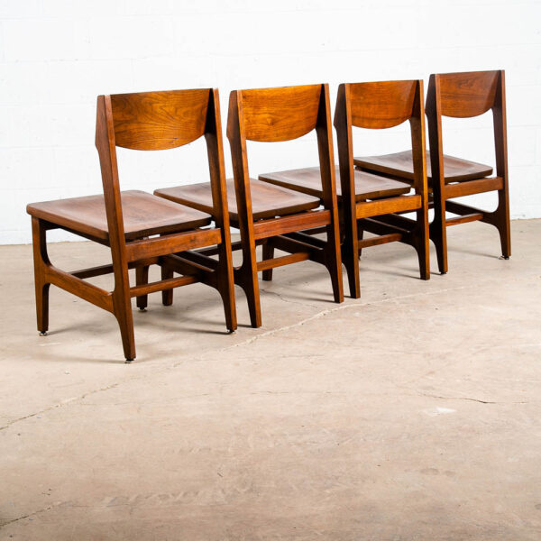 Mid Century Modern Dining Chairs Set of 4 Solid Walnut American Vintage Armchair - Image 2