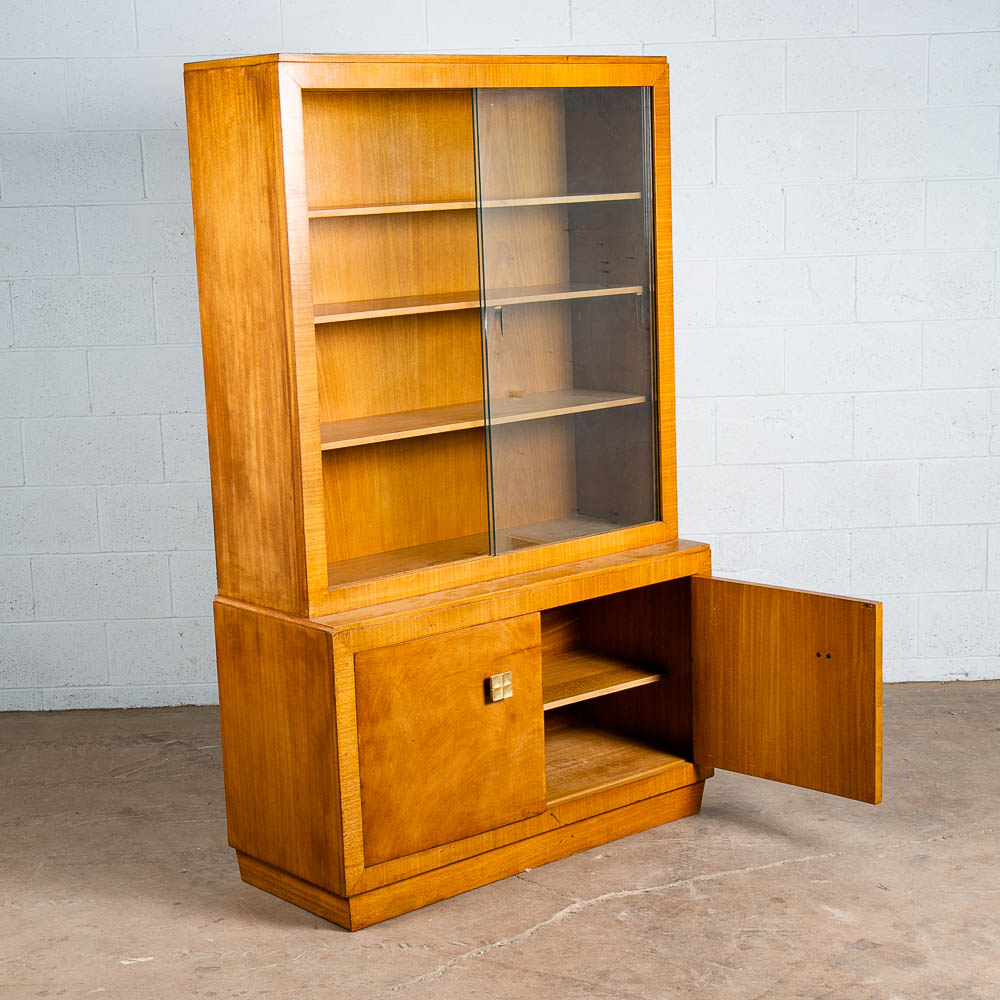 Mid Century Modern China Cabinet Hutch Rway Brass Display Vintage Glass Drawers - Image 4