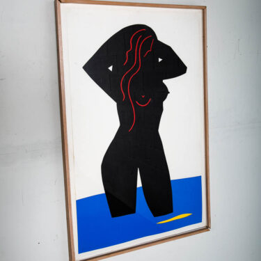 Mid Century Post Modern Nude Print Woman Female Vintage Art Signed Abstract
