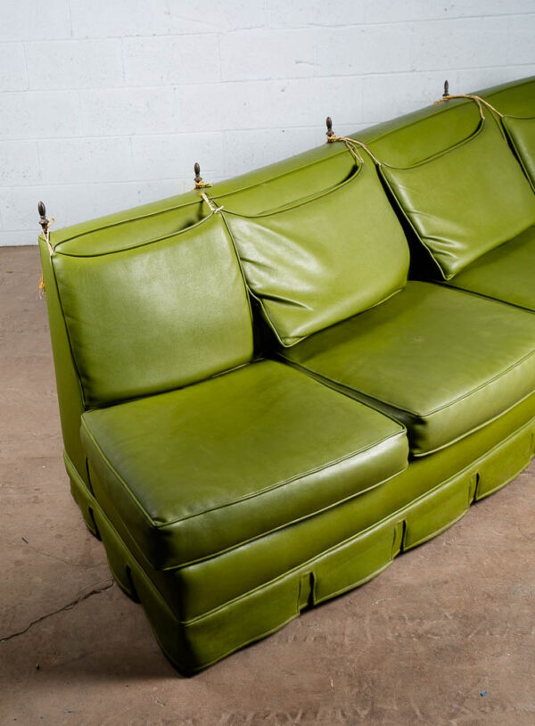 Mid Century Modern Curved Sofa Couch Custom Curved Daybed Avocado Green L Mcm - Image 6