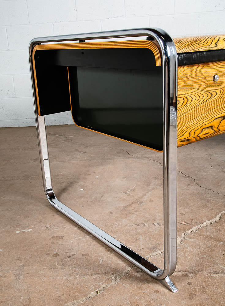Mid Century Modern Desk Executive Peter Protzman Herman Miller Zebrawood Chrome - Image 7