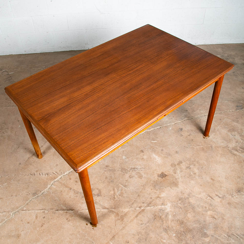 Mid Century Danish Modern Dining Table Solid Teak Extension 2 Draw Leaf Denmark