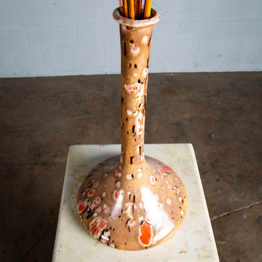 Mid Century Modern Art Pottery Vase Studio Ceramic Signed Alma 1968 Grey Orange - Image 4