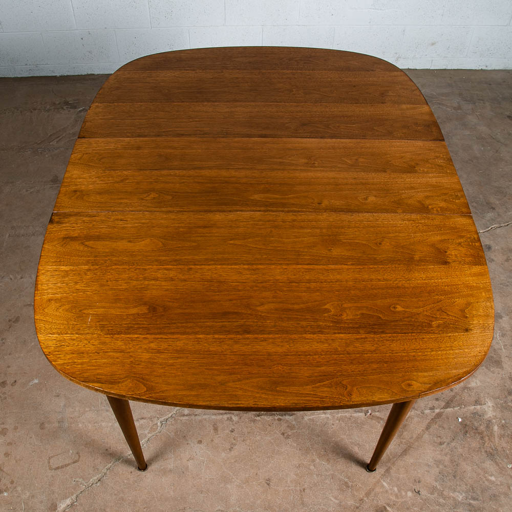 Mid Century Modern Dining Table Drexel Walnut Extension leaf x3 Oval Restored NM
