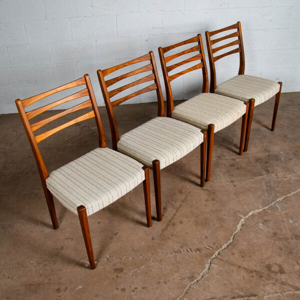 Mid Century Danish Modern Dining Chairs Set 4 White Tweed Walnut Wood Svegards - Image 2