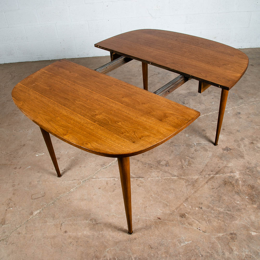 Mid Century Modern Dining Table Drexel Walnut Extension leaf x3 Oval Restored NM - Image 5