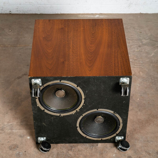 Mid Century Modern Subwoofer Rolling Table Square Cube Walnut Vintage Speaker VG - Image 3