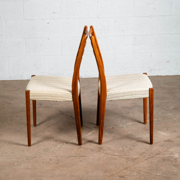 Mid Century Danish Modern Dining Chairs Set 4 White Tweed Walnut Wood Svegards - Image 5