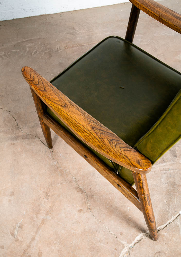 Mid Century Modern Lounge Chair Armchair Green Pine American Highback Arms Mcm - Image 6