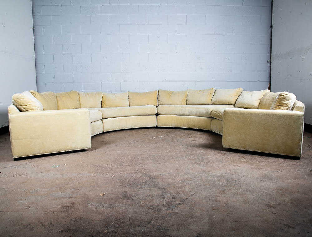 Mid Century Modern Sectional Sofa Couch Milo Baughman White Round Circular 4 pc - Image 3