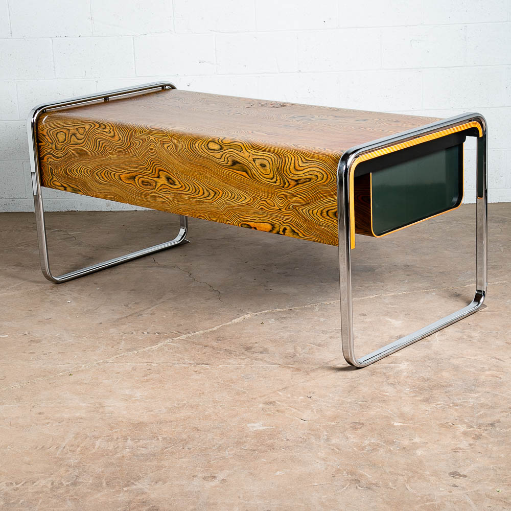 Mid Century Modern Desk Executive Peter Protzman Herman Miller Zebrawood Chrome - Image 5