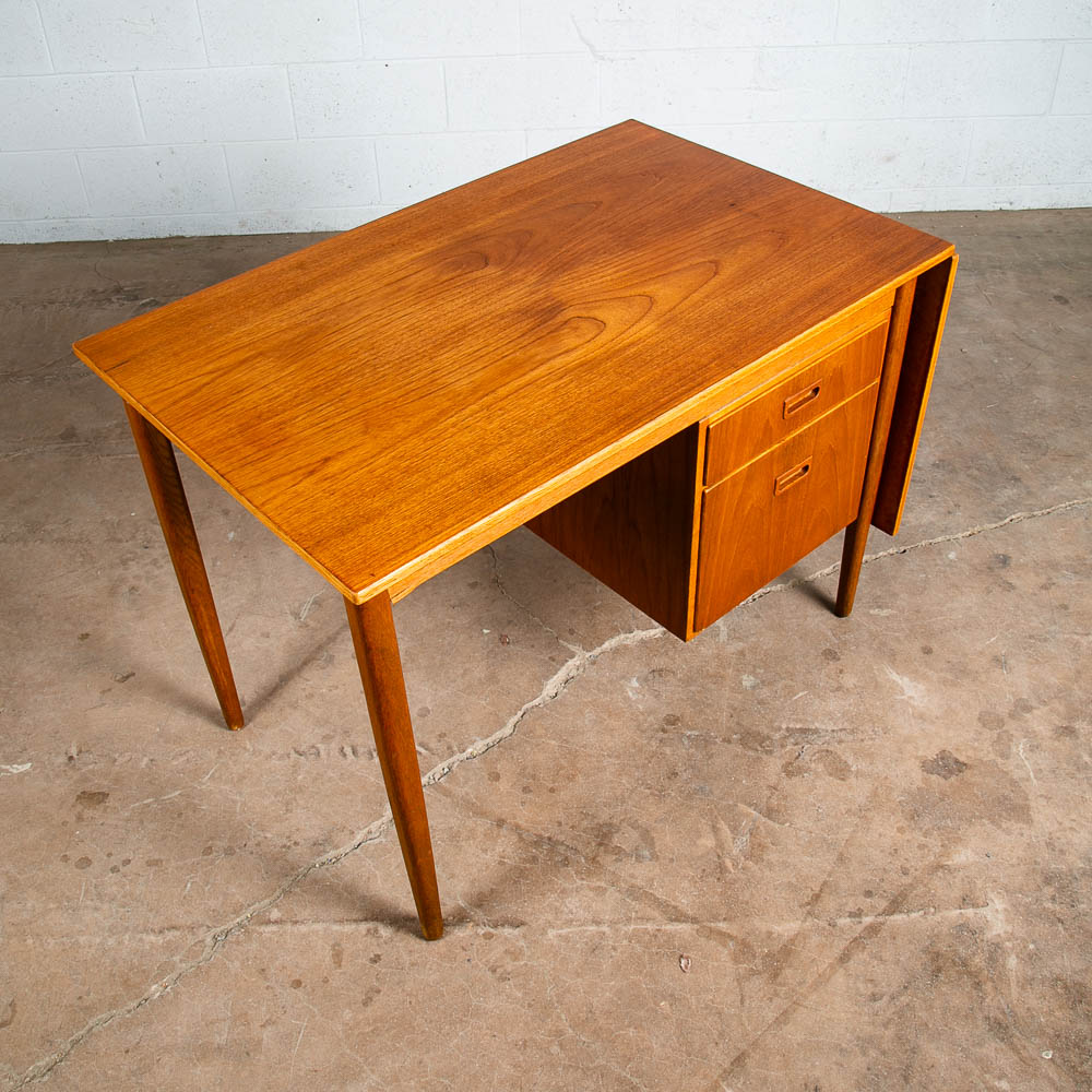 Mid Century Danish Modern Desk Drop Leaf Sliding Drawers Arne Vodder File Office - Image 5