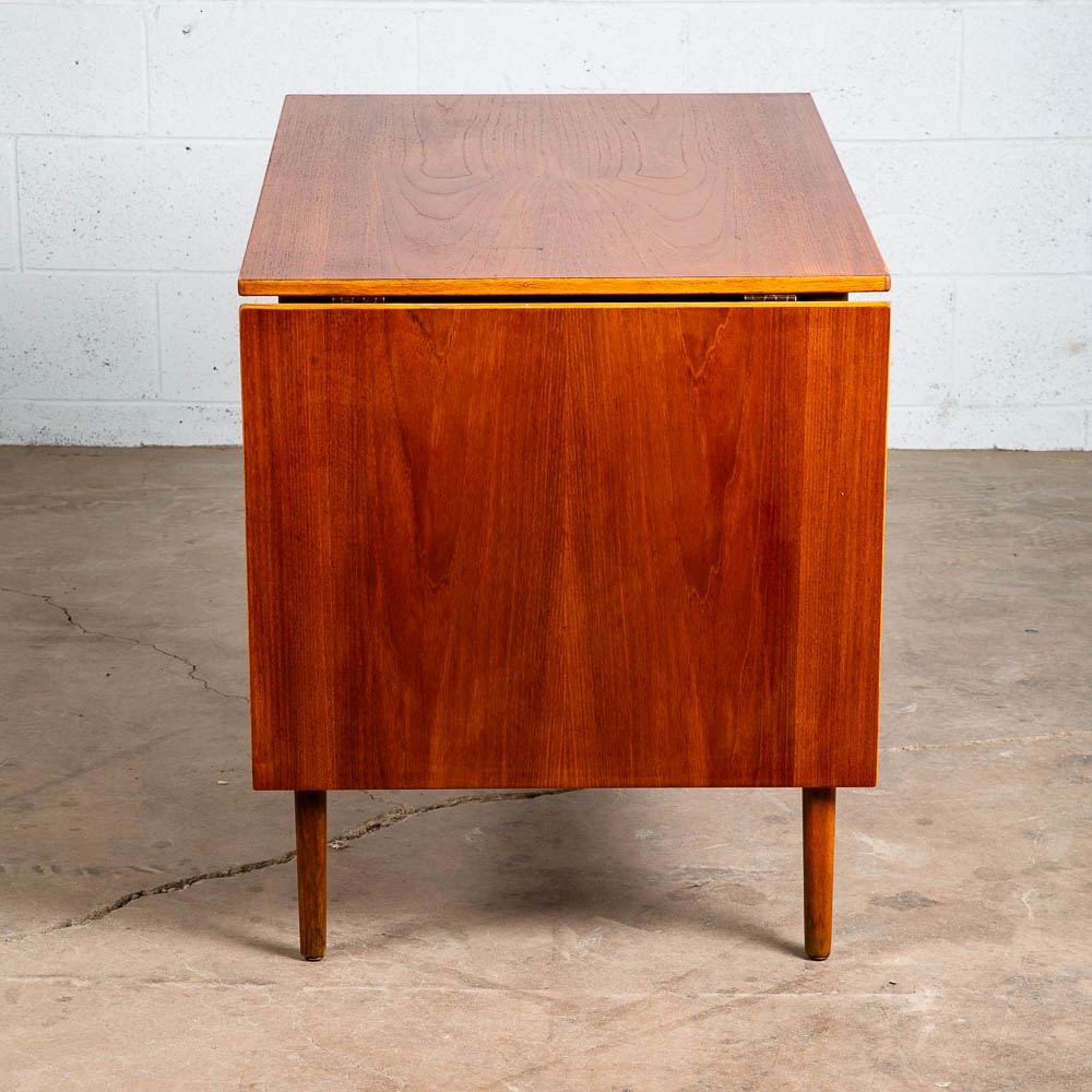 Mid Century Danish Modern Desk Drop Leaf Sliding Drawers Arne Vodder File Office - Image 8