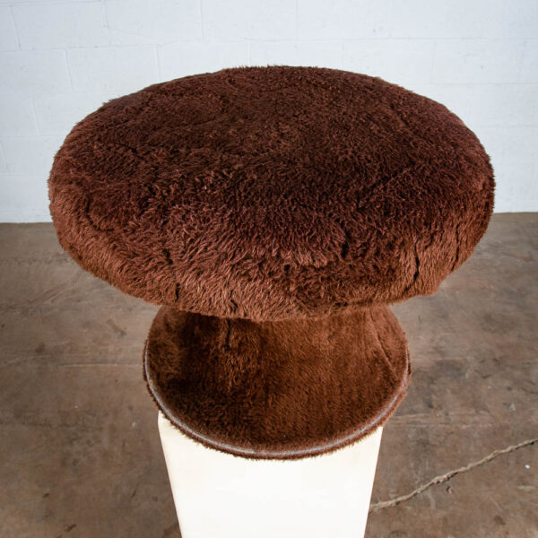 Mid Century Modern Stool Mushroom Brown Vintage Round Shag Groovy 70s Seat Mcm - Image 2