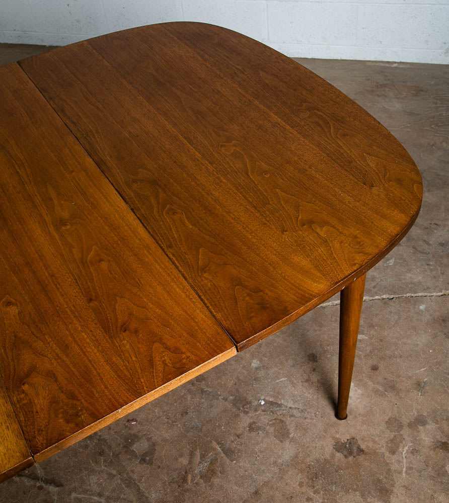 Mid Century Modern Dining Table Drexel Walnut Extension leaf x3 Oval Restored NM - Image 9