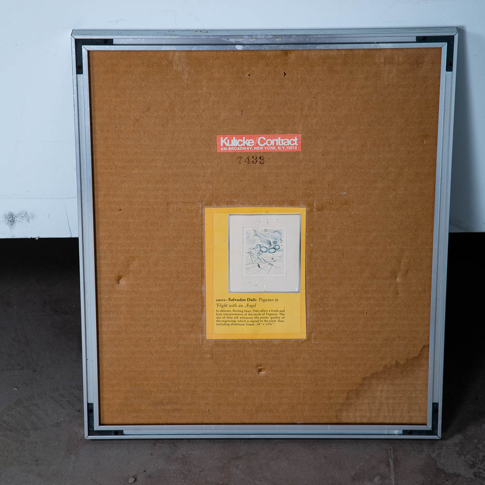 Mid Century Modern Original Art Plate Salvador Dali Signed Pegasus Flight Angel - Image 4