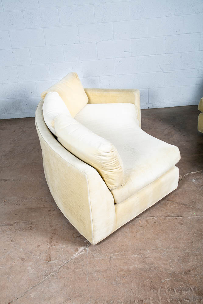 Mid Century Modern Sectional Sofa Couch Milo Baughman White Round Circular 4 pc - Image 9