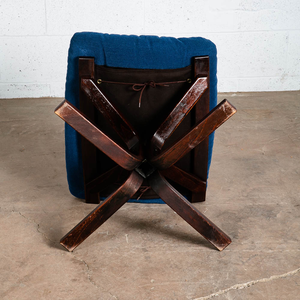 Mid Century Danish Modern Ottoman Stool Blue Rosewood Falcon Sigurd Resell Seat - Image 5