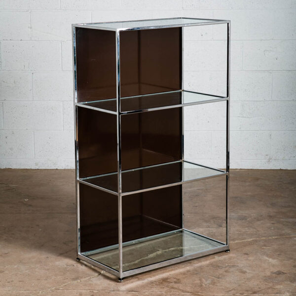 Mid Century Modern Bookshelf Book Shelf Shelving Chrome Etegere Display Glass - Image 9