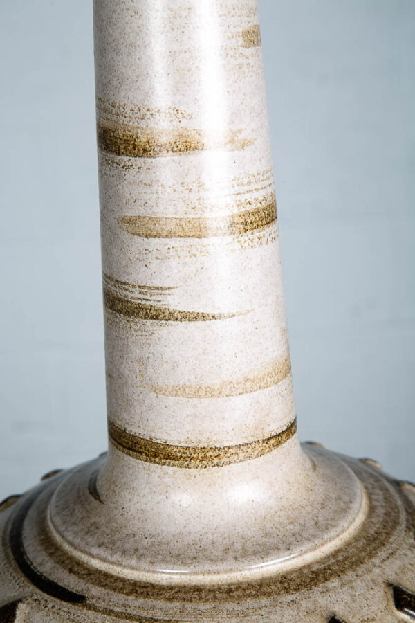 Mid Century Modern Table Lamp Ceramic Walnut Large Art White Brown Textured - Image 7