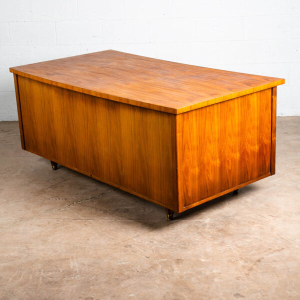 Mid Century Danish Modern Desk Executive Walnut 9 Drawer Locking Wood Alma Mcm - Image 6
