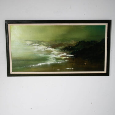 Mid Century Modern Painting Original Art Seascape Signed 1961 Nans Fowler Green