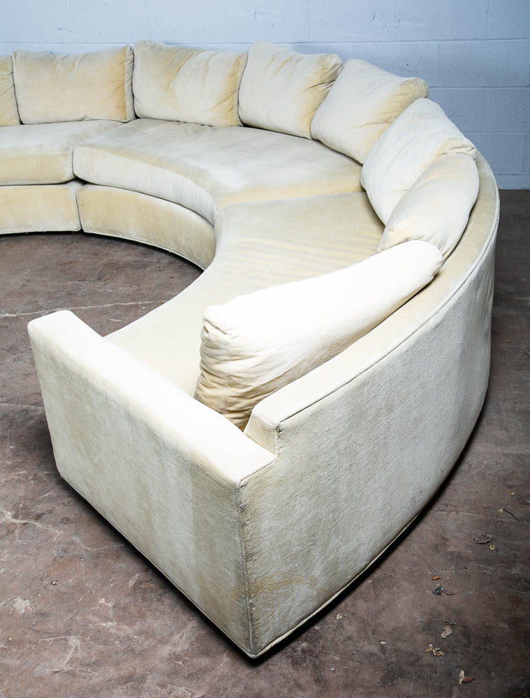 Mid Century Modern Sectional Sofa Couch Milo Baughman White Round Circular 4 pc - Image 6