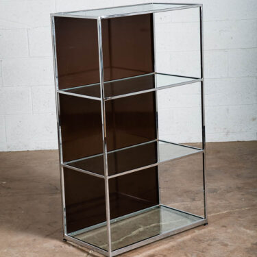 Mid Century Modern Bookshelf Book Shelf Shelving Chrome Etegere Display Glass