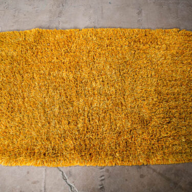 Mid Century Modern Shag Rug Orange Yellow Abstract Groovy 57.5W x 38D Vintage