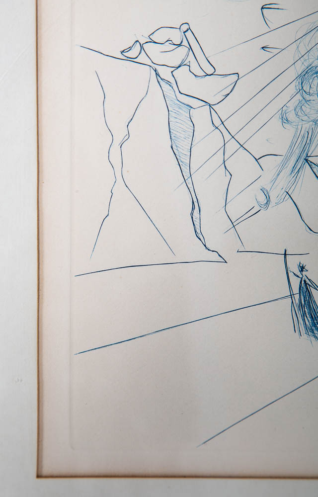 Mid Century Modern Original Art Plate Salvador Dali Signed Pegasus Flight Angel - Image 8