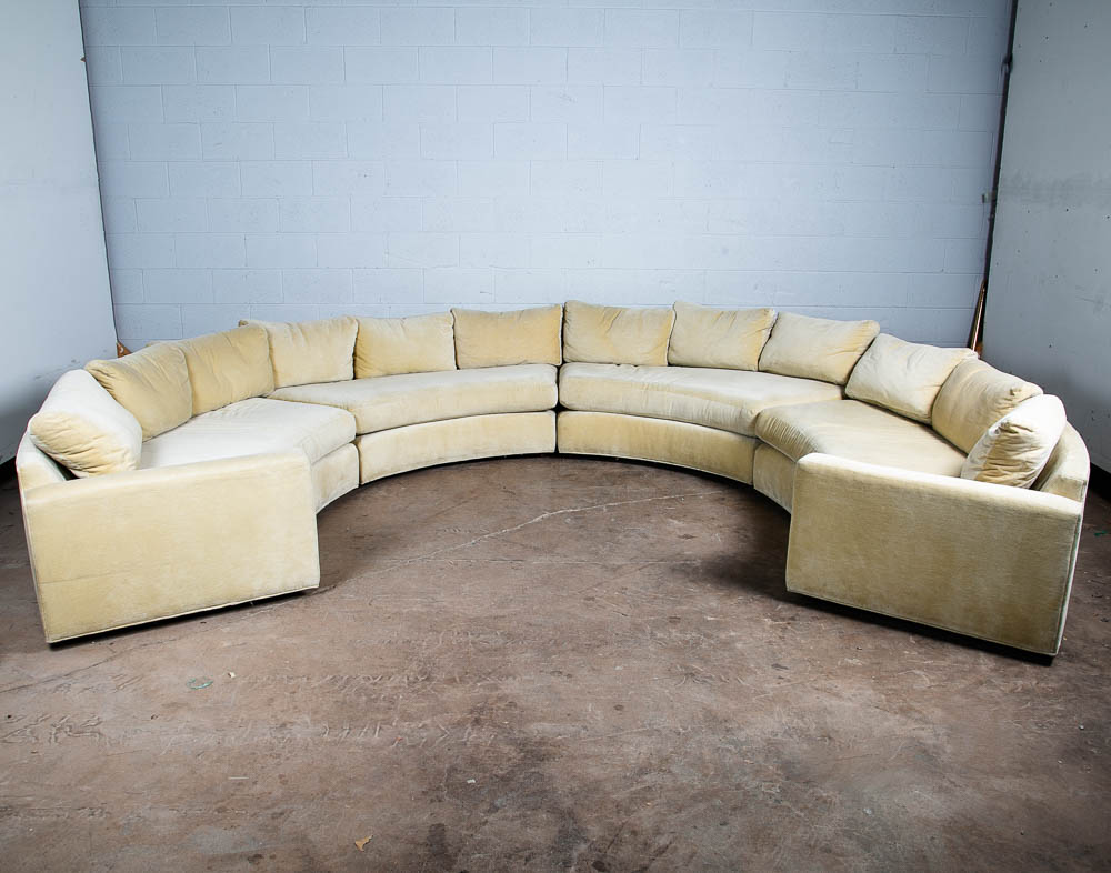 Mid Century Modern Sectional Sofa Couch Milo Baughman White Round Circular 4 pc