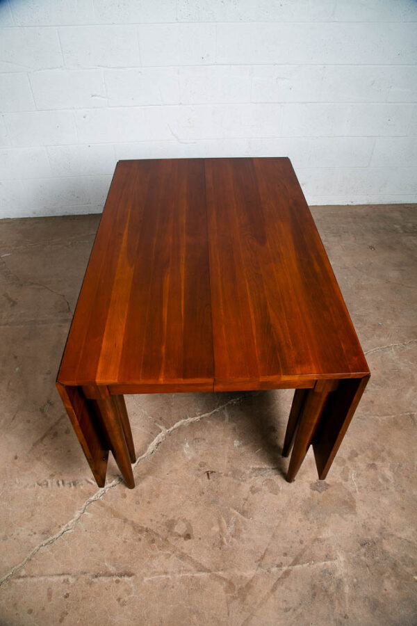 Mid Century Modern Dining Table Drop Leaf Willets Solid Cherry Wood Extension x2 - Image 6
