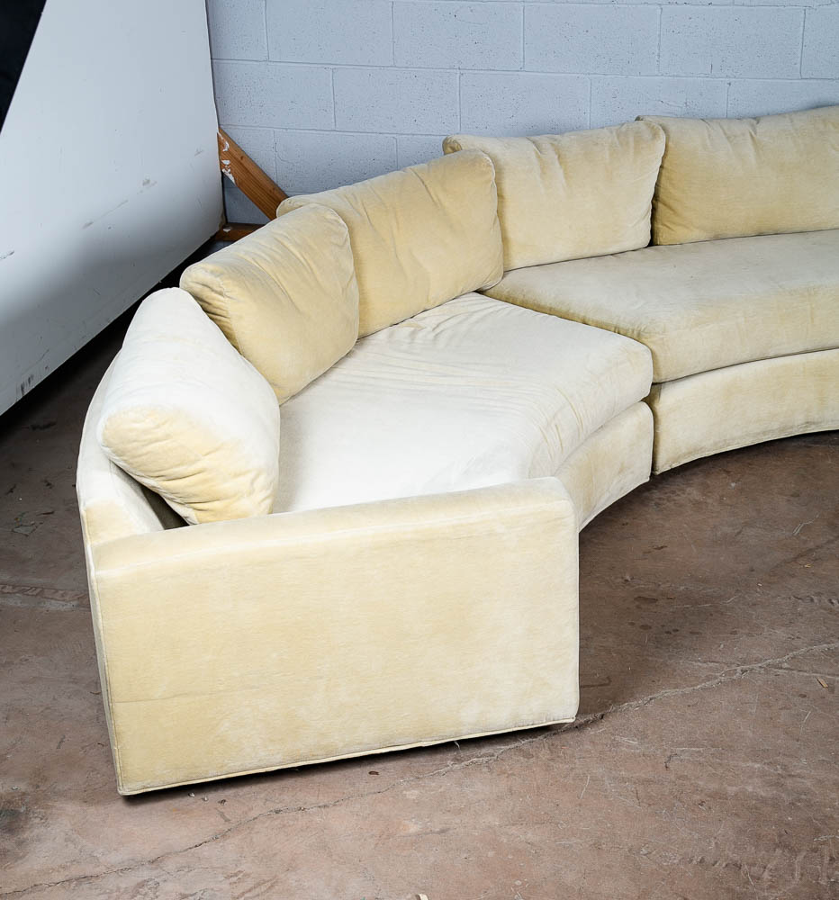 Mid Century Modern Sectional Sofa Couch Milo Baughman White Round Circular 4 pc - Image 7