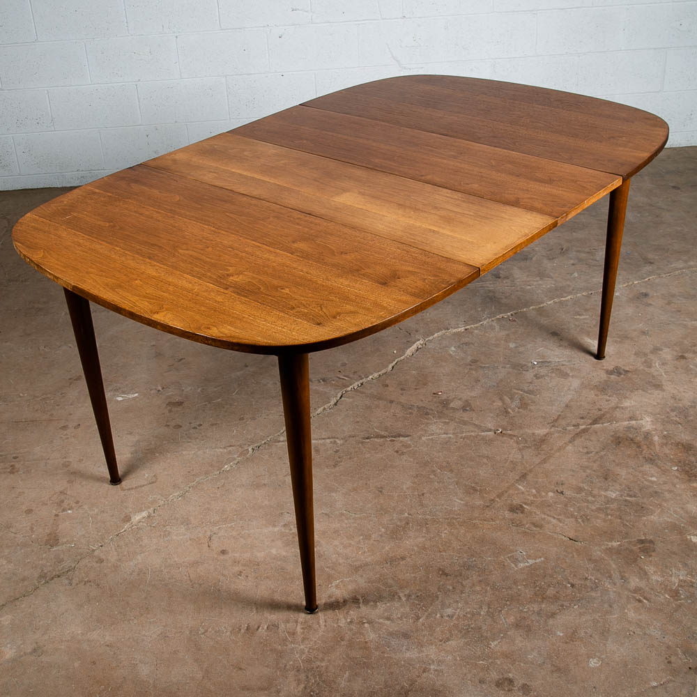Mid Century Modern Dining Table Drexel Walnut Extension leaf x3 Oval Restored NM - Image 6