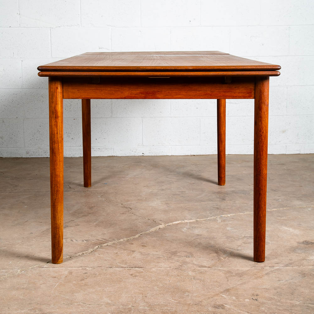 Mid Century Danish Modern Dining Table Solid Teak Extension 2 Draw Leaf Denmark - Image 5