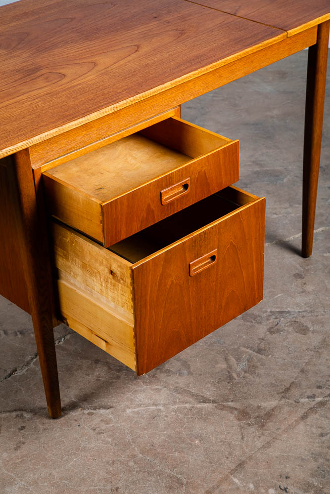 Mid Century Danish Modern Desk Drop Leaf Sliding Drawers Arne Vodder File Office - Image 11