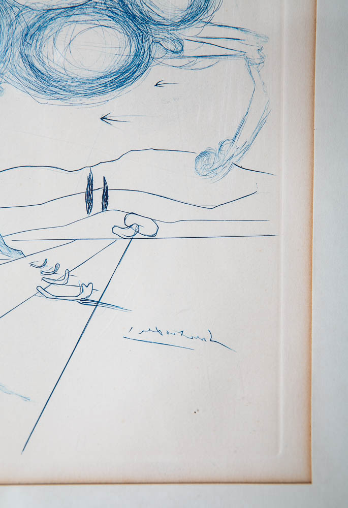 Mid Century Modern Original Art Plate Salvador Dali Signed Pegasus Flight Angel - Image 6