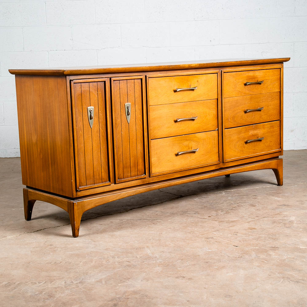 Mid Century Modern Dresser Credenza Kent Coffey Wharton 9 Drawer Vintage Danish