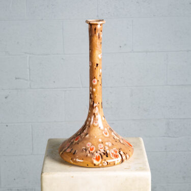 Mid Century Modern Art Pottery Vase Studio Ceramic Signed Alma 1968 Grey Orange