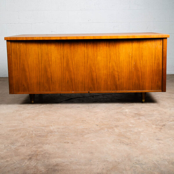 Mid Century Danish Modern Desk Executive Walnut 9 Drawer Locking Wood Alma Mcm - Image 7