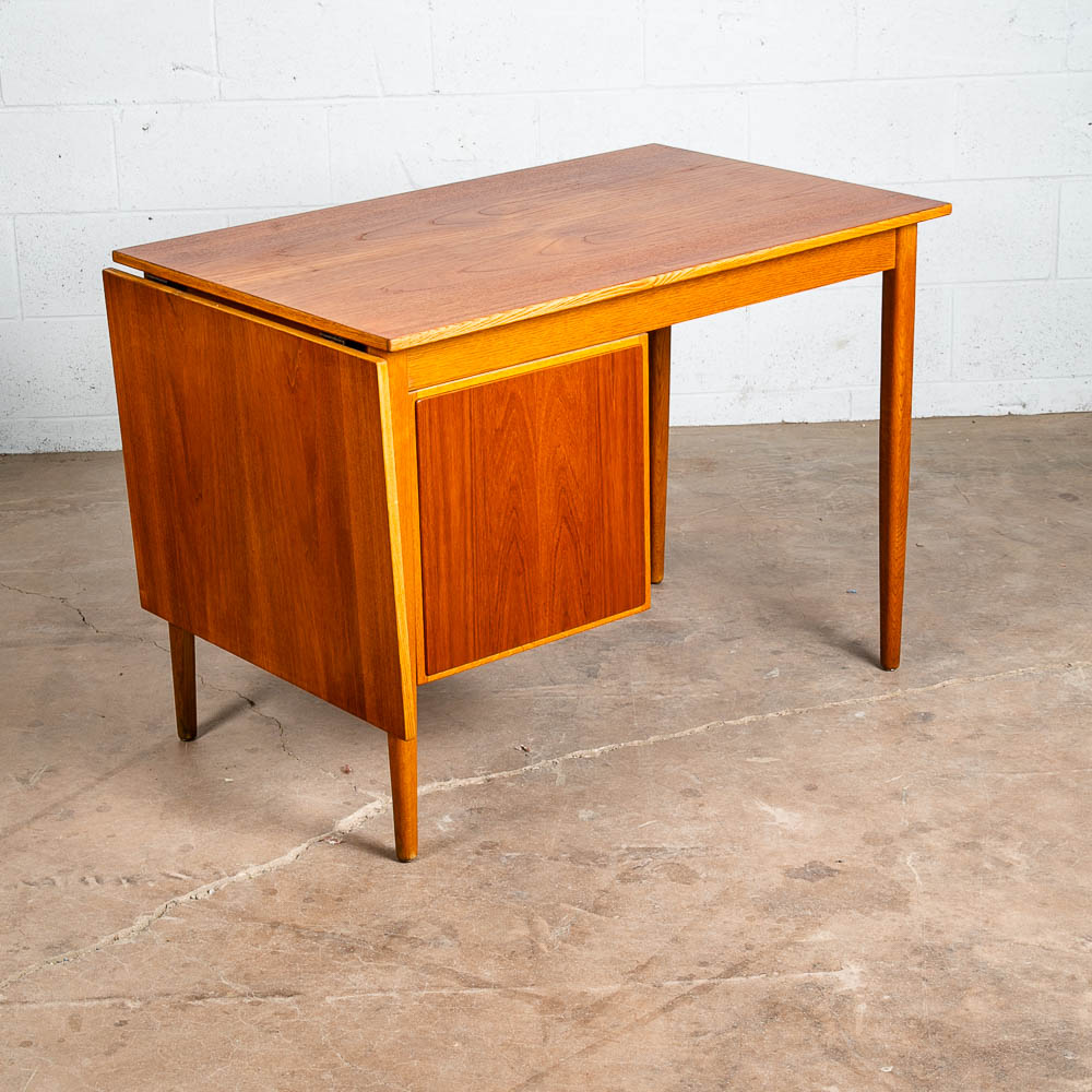 Mid Century Danish Modern Desk Drop Leaf Sliding Drawers Arne Vodder File Office - Image 4