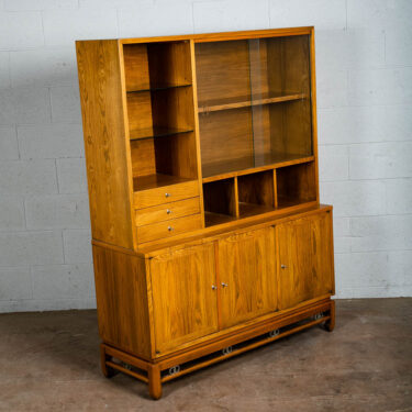 Mid Century Modern Credenza Display Cabinet Hutch American of Martinsville Glass
