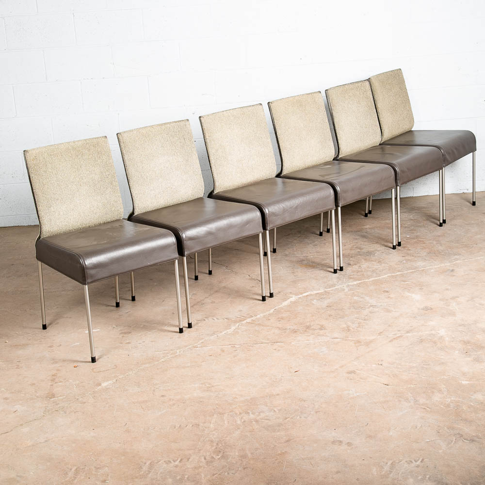 Late Mid Century Dining Chairs Set 6 Montis Gijs Papavoine Leather Vintage Mike