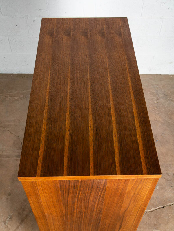 Mid Century Modern Dresser Highboy 5 Drawer Walnut Kent Coffey High Brass Trim - Image 5