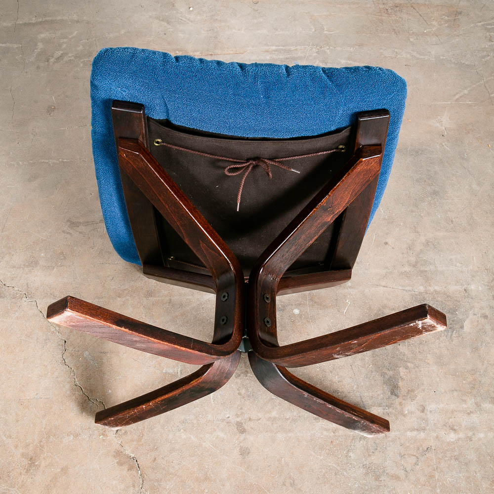 Mid Century Danish Modern Ottoman Stool Blue Rosewood Falcon Sigurd Resell Seat - Image 4